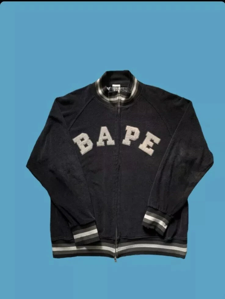 A Bathing Ape Bape Black Suede L Jacket Zip Up shark candy Nigo 04