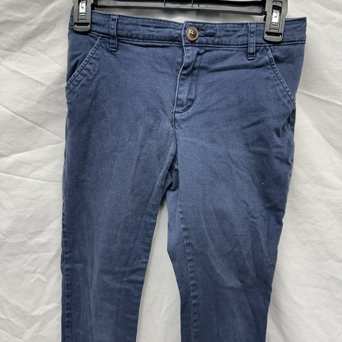 Old Navy Skinny Stretch Pants Girls Size 16 Ink Blue Adjustable Waist Uniform - Picture 3 of 11