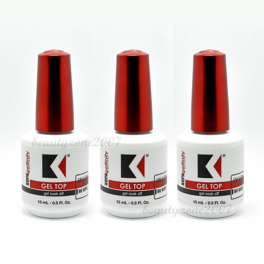 3 Bottles Kupa Gelfinity Gel TOP COAT No Wipe UVLED Cure Soak Off 0.5oz
