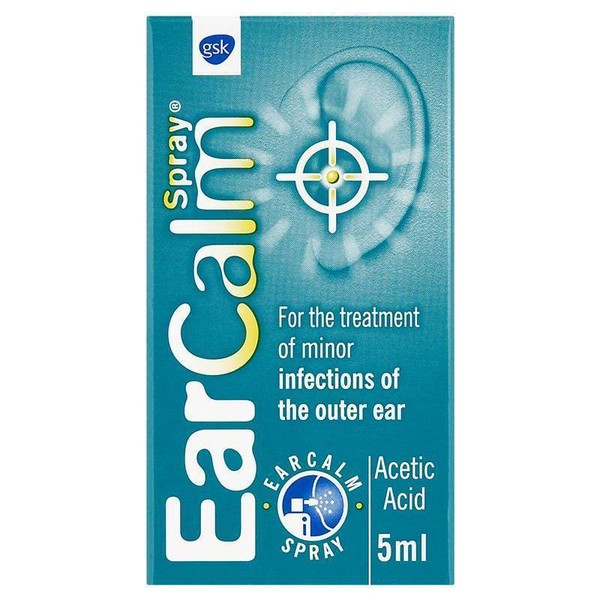 Earcalm Acetic Acid Spray for Relief of Outer Ear Infections 5ml for