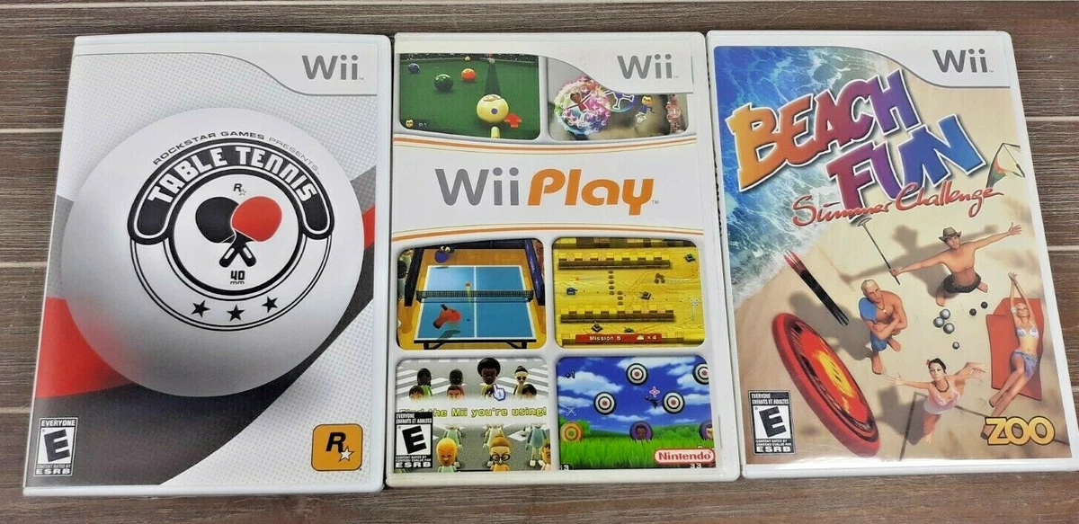 Wii Play Table Tennis Beach Fun Summer Challenge Nintendo Wii Lot of 3 Games