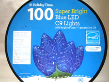 Holiday Time C9 LED String Lights 100 Blue Diamond Cut Indoor Outdoor NEW