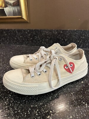 Size W M Converse x Comme Des Garcons Big Heart Low Top White Play 