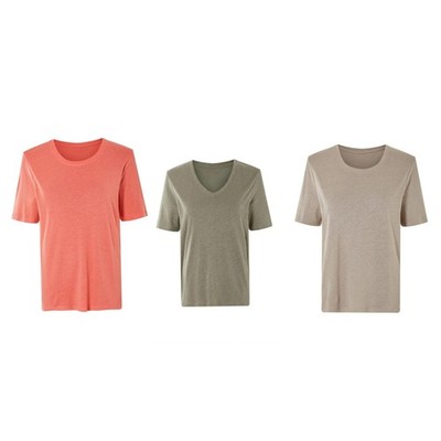 Esmara T-Shirt Shirt Damen mit Leinen S oder L Koralle Beige Olive Sommerlich