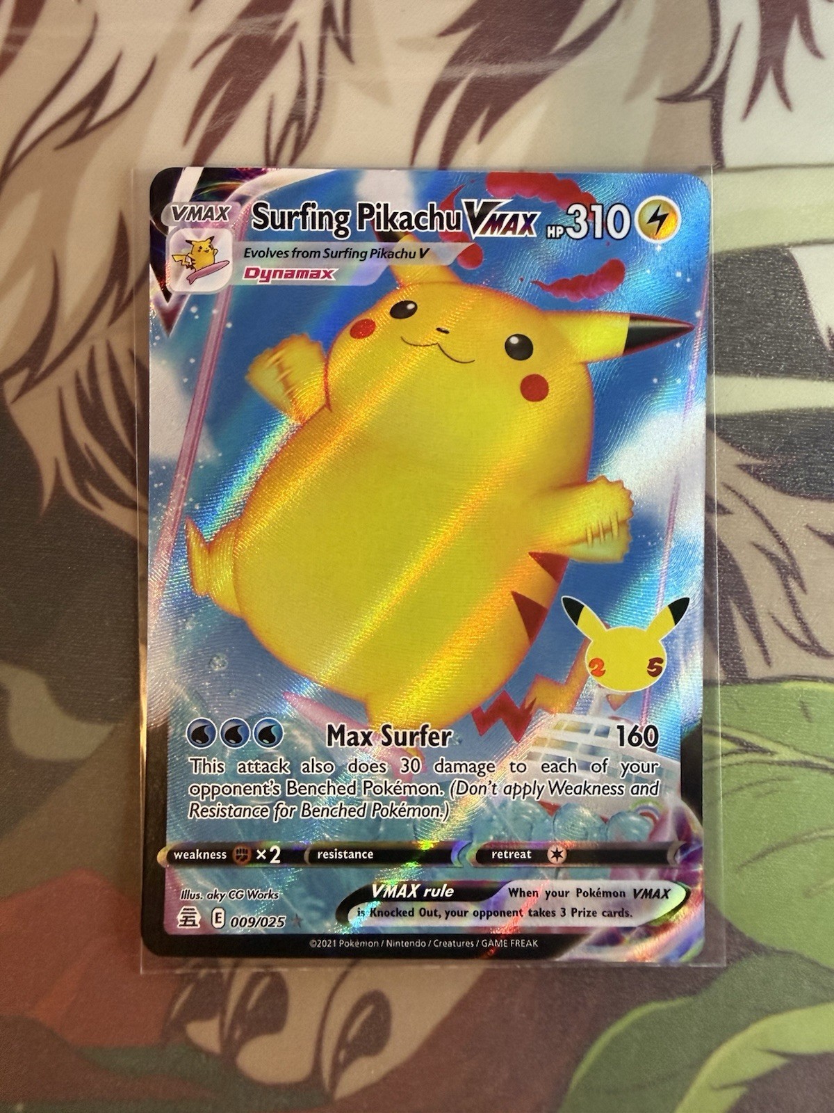 Surfing Pikachu VMAX 009/025 Holo Rare VMAX Celebrations Pokemon NM