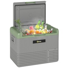 Outsunny 40L Car Refrigerator 12V Portable Freezer for Camping, Light Green