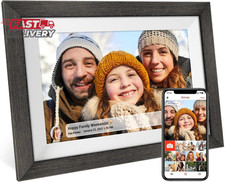 Frameo 10.1 Inch Digital Picture Frame Wifi Smart Digital Photo Frame Wood IPS H