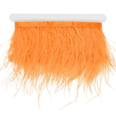 Ostrich Feather Trim Fringe, 2 Yards 3-4'' Fluffy Feather [Orange]
