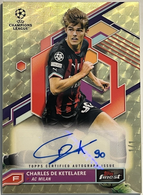 2022-23 Topps Finest UEFA - Charles De Ketelaere SUPERFRACTOR AUTO AC Milan 1/1