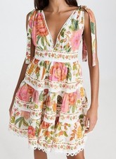 FARM Rio Macaw Bloom Mini Dress Tropical Vibrant Boho Chic Romantic Womens M
