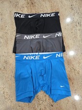 New Men's NIKE Set Of 3 Logo Dri Fit Polyester Blend Boxer Brief Size S
