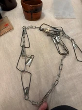 Vintage Metal Chain Link Fish Stringer  Snap 8 Loop Clips Japan