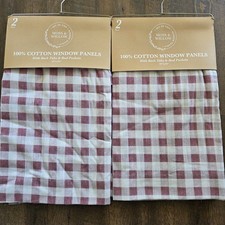 Set 4 Gingham Check Curtains 50x84 Cotton Farmhouse Cottage Window Panels