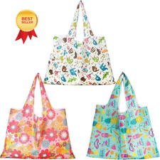 Terrava 3 Pcs Extra Large 50Lbs Foldable Reusable Shopping Bags - Colorful 