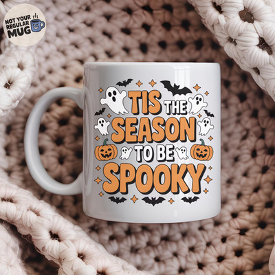 Tis The Season To Be Spooky Halloween Kaffeebecher, süßes Skelett Kürbis Geist