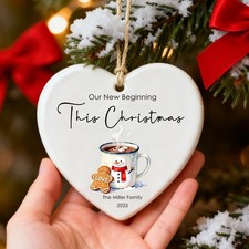 Heart Ceramic Ornament with Custom Name, Personalized Christmas Decoration, Love