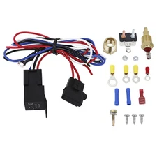 3/8" Engine Electric Fan Thermostat 175-185 Temperature Relay Switch Sensor Kit