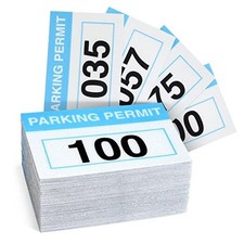 Car Parking Stickers - 100 Pack, Light Blue 3 x 2 in Front Adhesive - Numbered