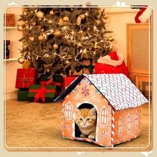 DoubleFill 3 Pcs Winter Gingerbread Cat Houses for Outdoor Cats Gifts Winter ...