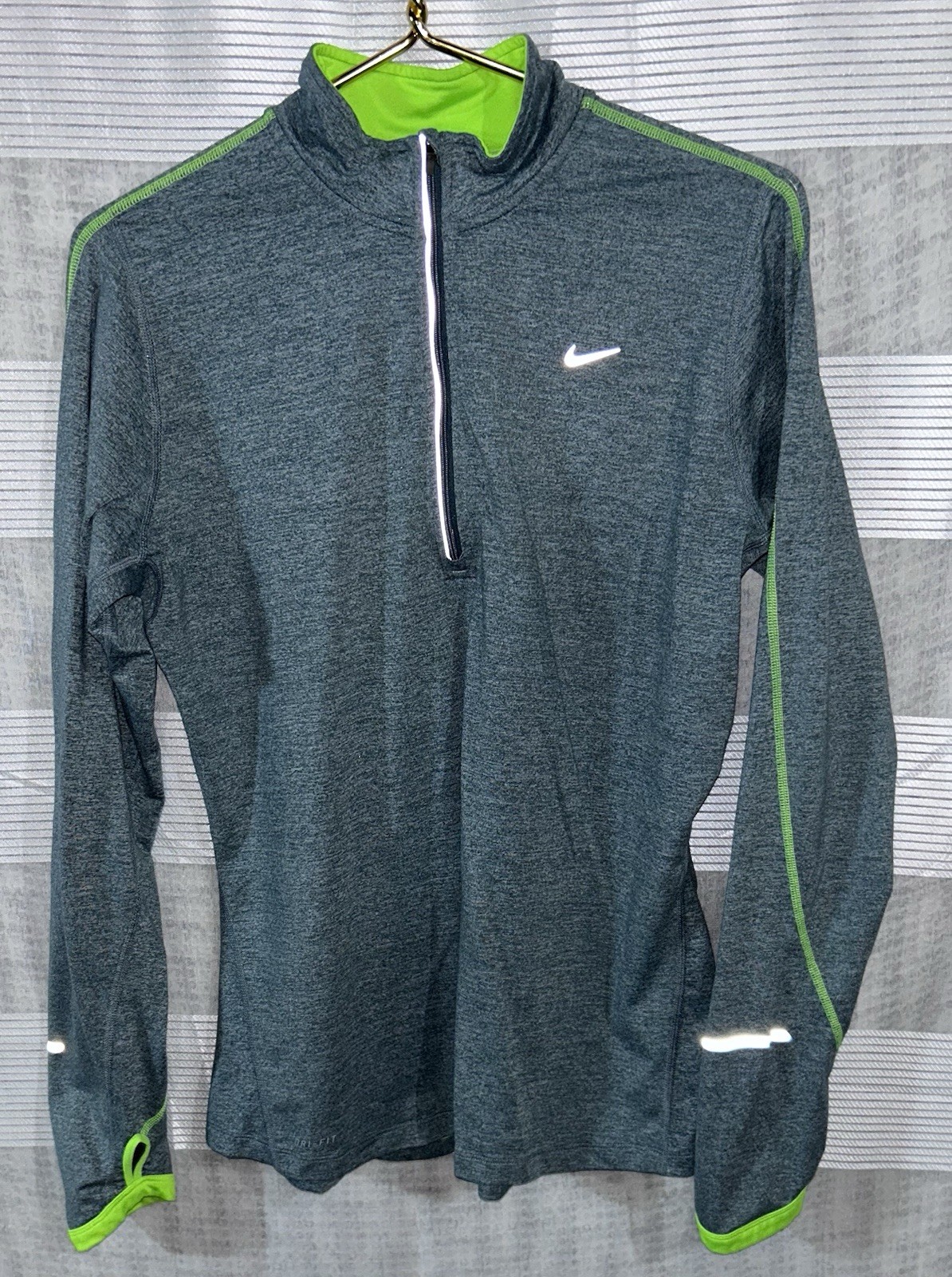 SACAI X NIKE Nike Dri Fit Running 1 4 Zip Pullover Donna Verde Elasticizzato Giacca Camicia Large
