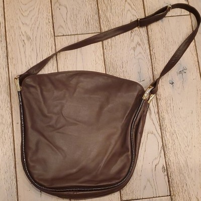 Silvano Biagini Brown Shoulder Bag Zip Closure Zipper Metal Hardware
