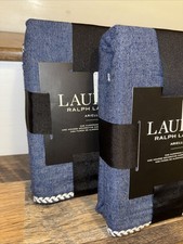 Set 2 Ralph Lauren Arielle Feather Stitch NAVY European Shams New 