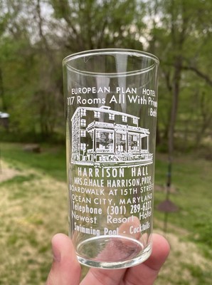 Harrison Hall Ocean City MD Drinking Glass Mrs. G. Hale Harrison Proprietor