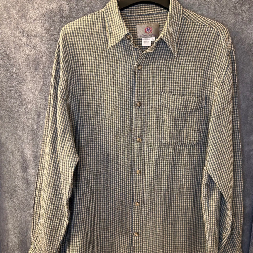 Camisa The Territory Ahead Para Hombres L L L Seda L Manga Larga Abotonada Cuadros Foto 3 de 4