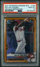 2021 Bowman Chrome - MALVIN VALDEZ - Orange Mojo Refractor /25 - PSA 10 - Pop 2!