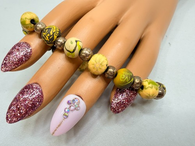 #ad #ad Viva Beads Clay Fashion Bracelet Green Earth Tones Silver Stretch 7 8 inch $12.00