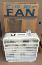 VTG KMART FAN MODEL K-223 EXCELLENT BOXED BEIGE COLOR 3-SPD WHISPER SEE *VIDEO*