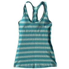 Nike Dri-Fit Flow Racerback Tank Top Teal Blue Striped - Women's X-Small