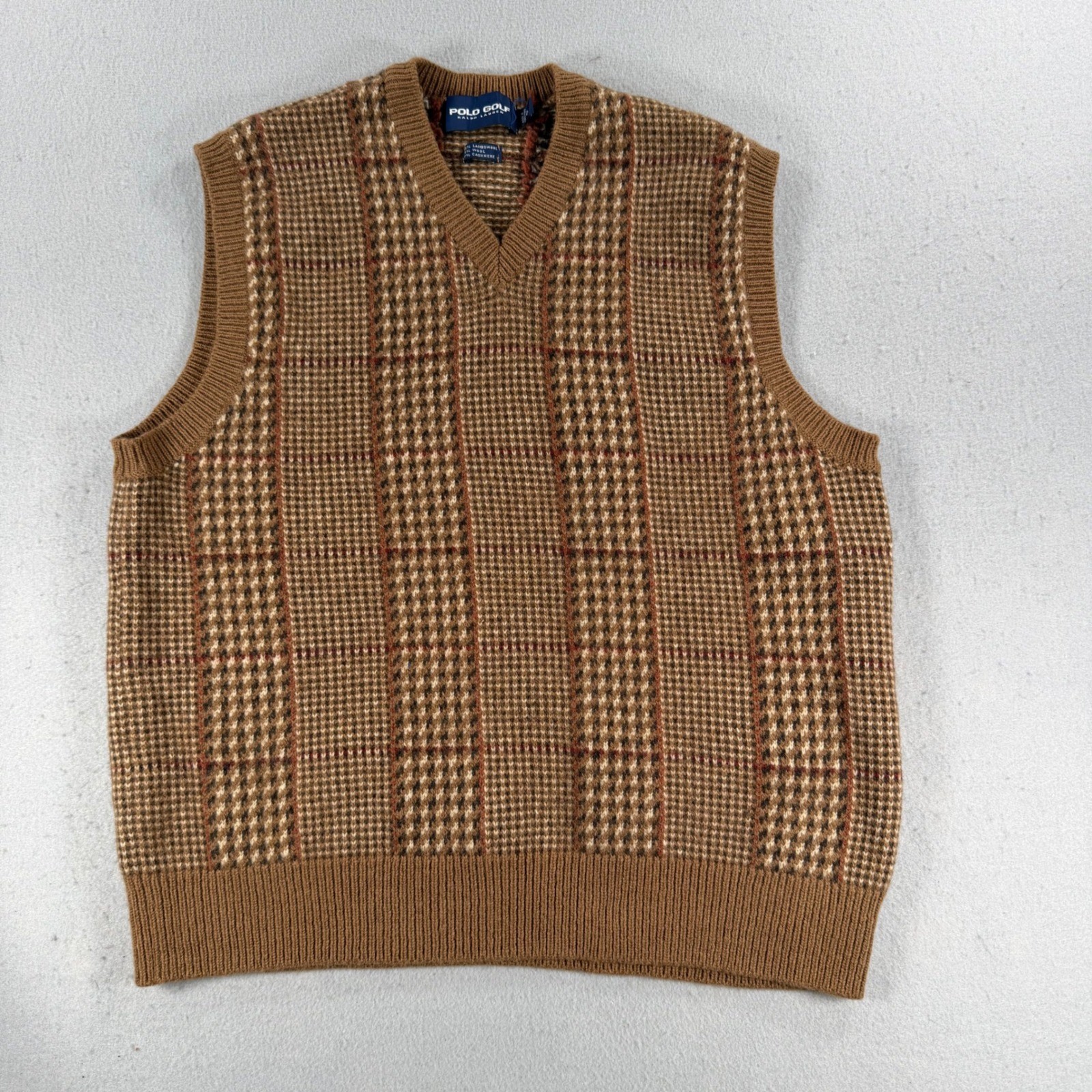 Polo Golf Ralph Lauren Mens Brown Plaid Lambswool… - image 1