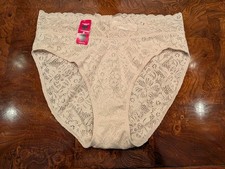 NWT Maidenform Perfect Fit Women's All Over Lace High Leg Beige Brief Medium