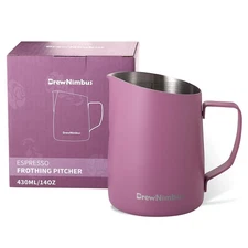 Milk Frothing Pitcher, 14oz/430ml Stainless Steel Milk Frother Cup, Espresso ...