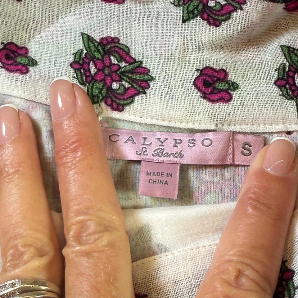 Calypso St. Barth Wrap Skirt Paisley Print Boho Bohemian Casual Cotton S - Image 3 of 4