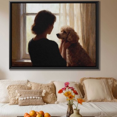 Oil Painting Poodle Canvas Print Dog Art for Living Room Decor Puppy Artwork