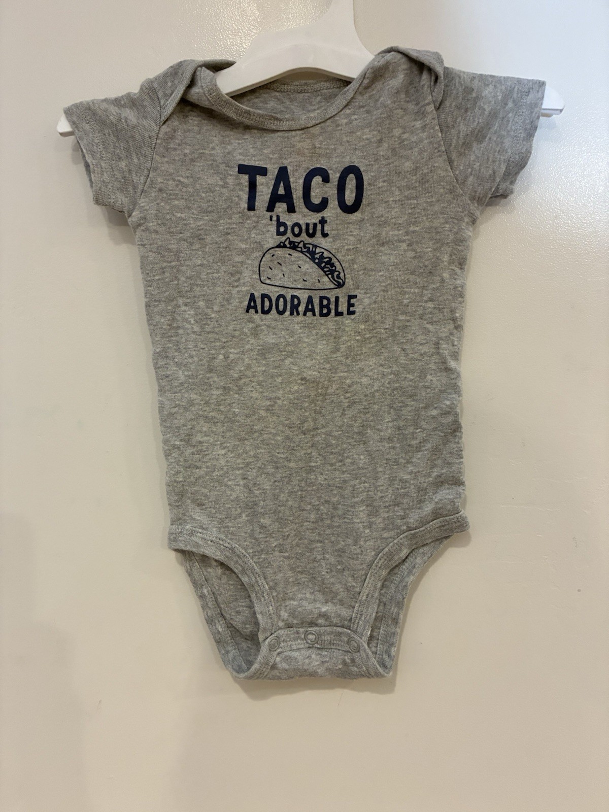 Carter's Baby Boy Taco Graphic 100% Cotton Short Sleeve Bodysuit Heather Gray 9M