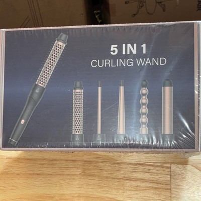 Lopeie 5 in 1 Curling Wand MN-C10A, Multi Attachments, Black Rose Gold