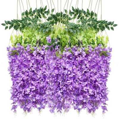 Artificial Flowers Hanging Flowers, Fake Wisteria Flower Garland Silk Vines R...