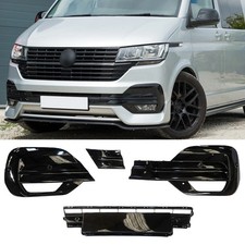 Stoßstange Gitter Blenden Set für VW T6.1 Bj. 2020-2024 Schwarz Glanz