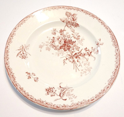 Sarreguemines FONTANGES Ironstone Platter Serving Dish 12.5'' France Antique