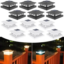 6/8/12 Pack LED Solar Post Lights Outdoor Deck Cap Fence Light PVC Vinyl 4x4 6x6