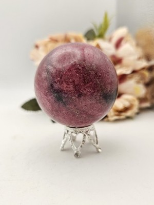 AA Grade Rhodonit Kugel 403g 5,9cm Kristall Rosa Selbstliebe Beziehungen Kugel