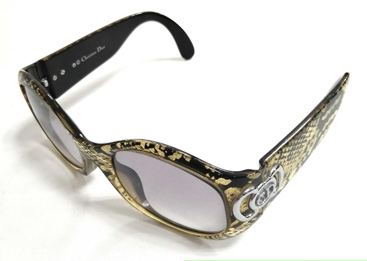 Christian Dior PYTHON Oval Sunglasses Black CD Lo… - image 1