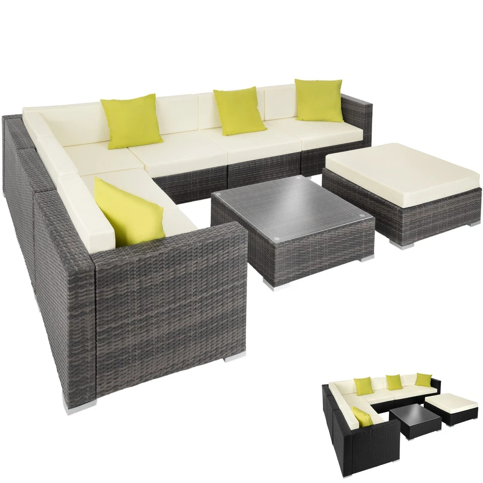 TECTAKE Polyrattan Sitzgruppe Lounge Gartenmöbel Sitzgarnitur Rattanmöbel Sofa Tisch Set