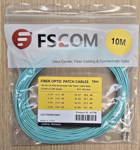 Lot Of 7 New FS 10M Fiber Optic Patch Cable 10G 50/125 OM3 LC/UPC-LC/UPC Duplex