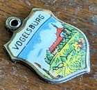 Vintage VOGELSBURG 800 Silver Enamel Travel Shield Bracelet Charm — photo 3