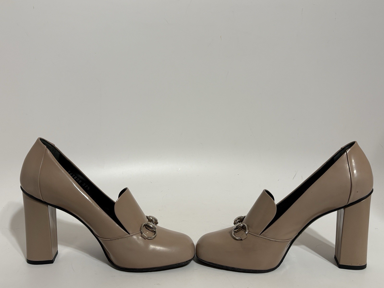 Vtg Gucci Beige Leather Horsebit Heels 37.5 thumbnail 5