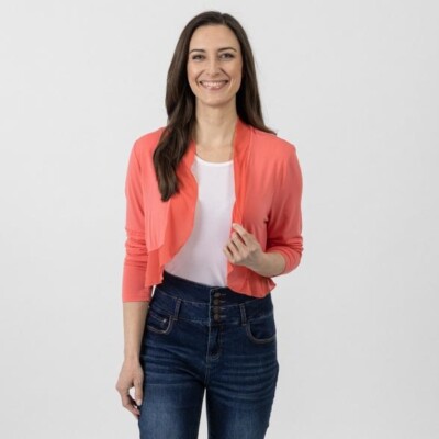 Bolero orange 48 50 Beloves Basics mit Chiffon-Einsatz Langarm - D70